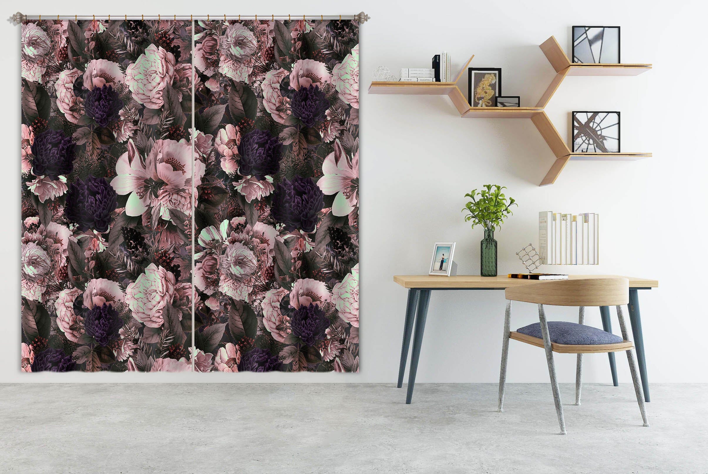 3D Pink Rose 170 Uta Naumann Curtain Curtains Drapes Curtains AJ Creativity Home