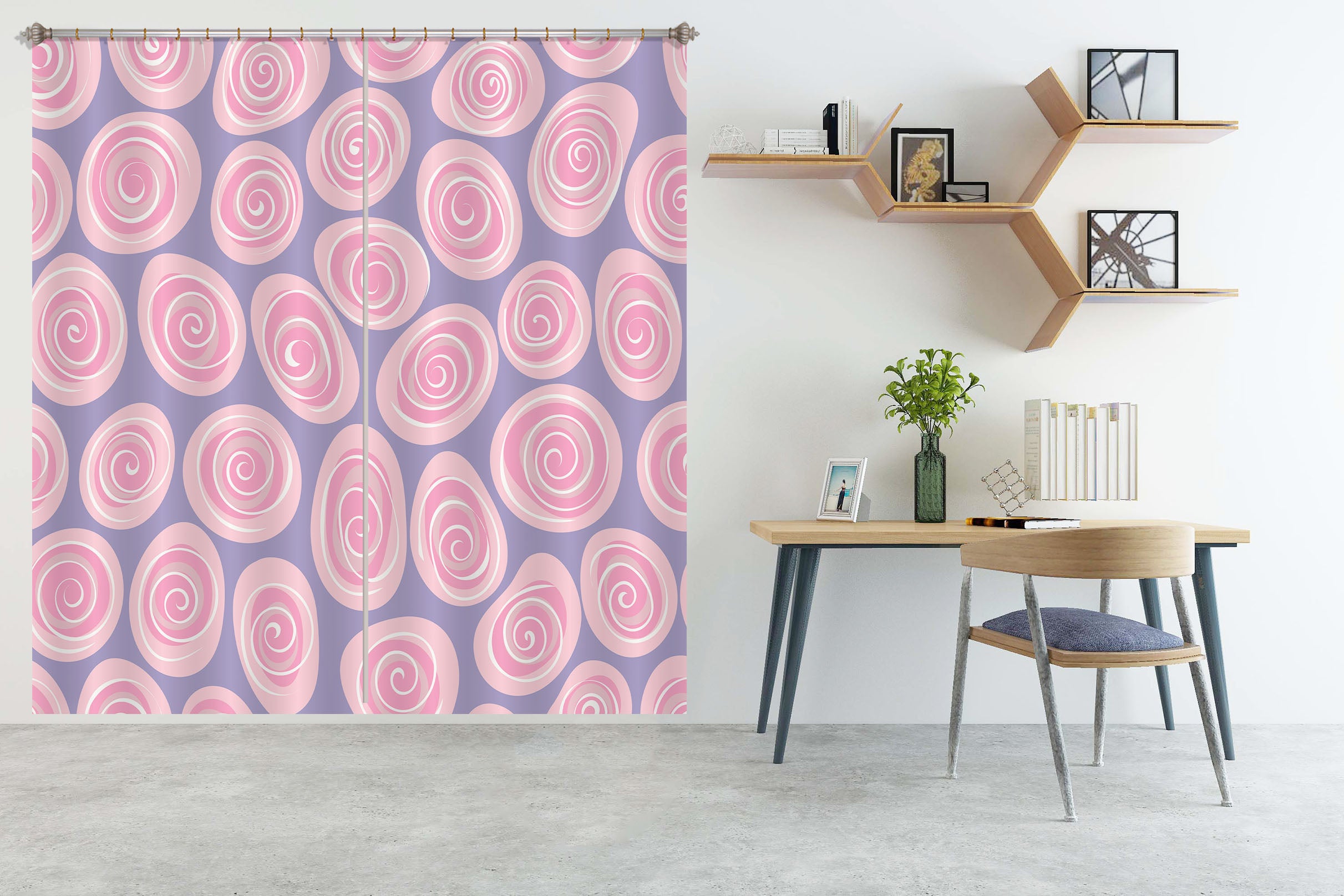 3D Pink Circle Flowers 11186 Kashmira Jayaprakash Curtain Curtains Drapes