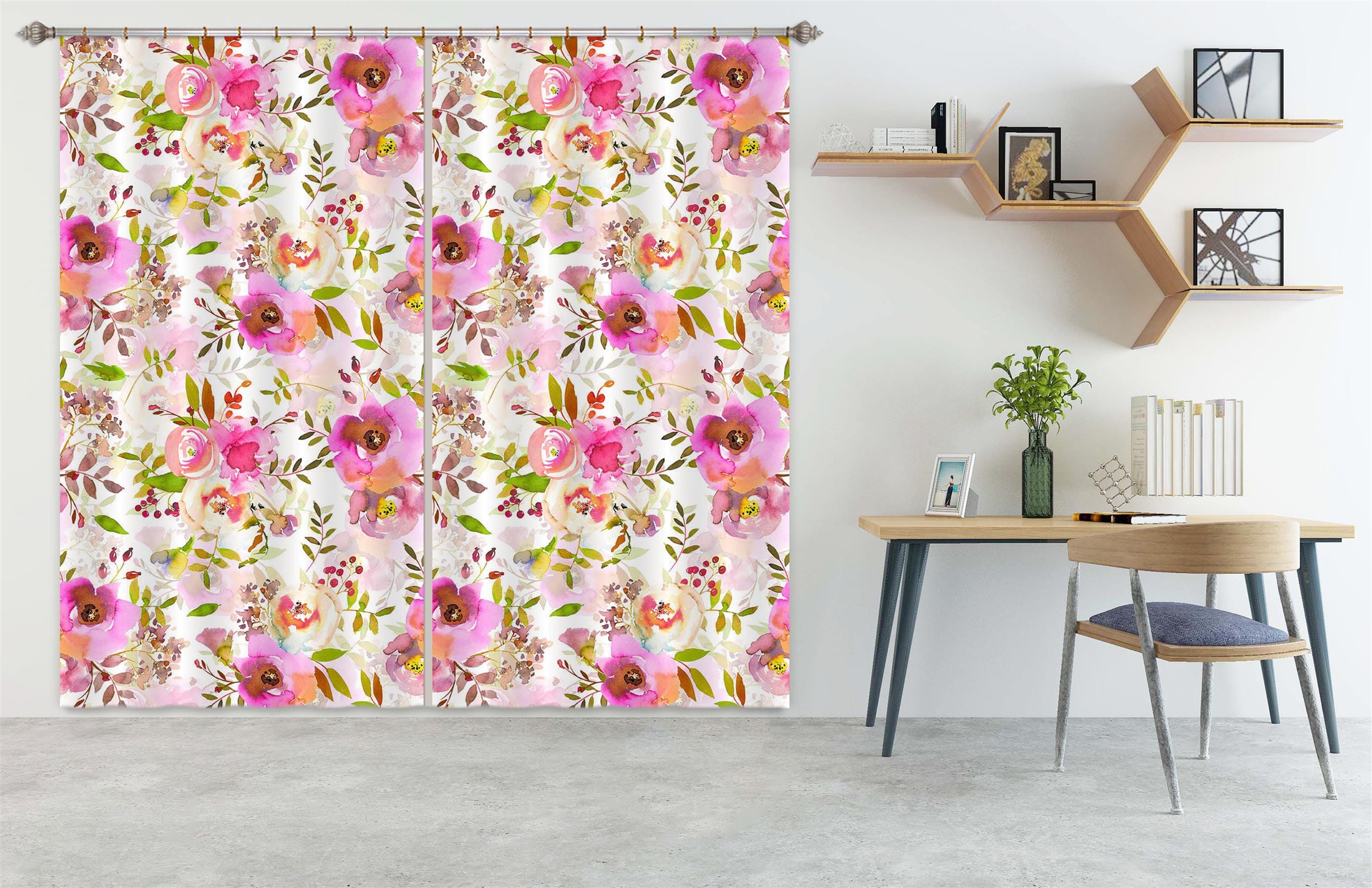 3D Red Flower 231 Uta Naumann Curtain Curtains Drapes Curtains AJ Creativity Home