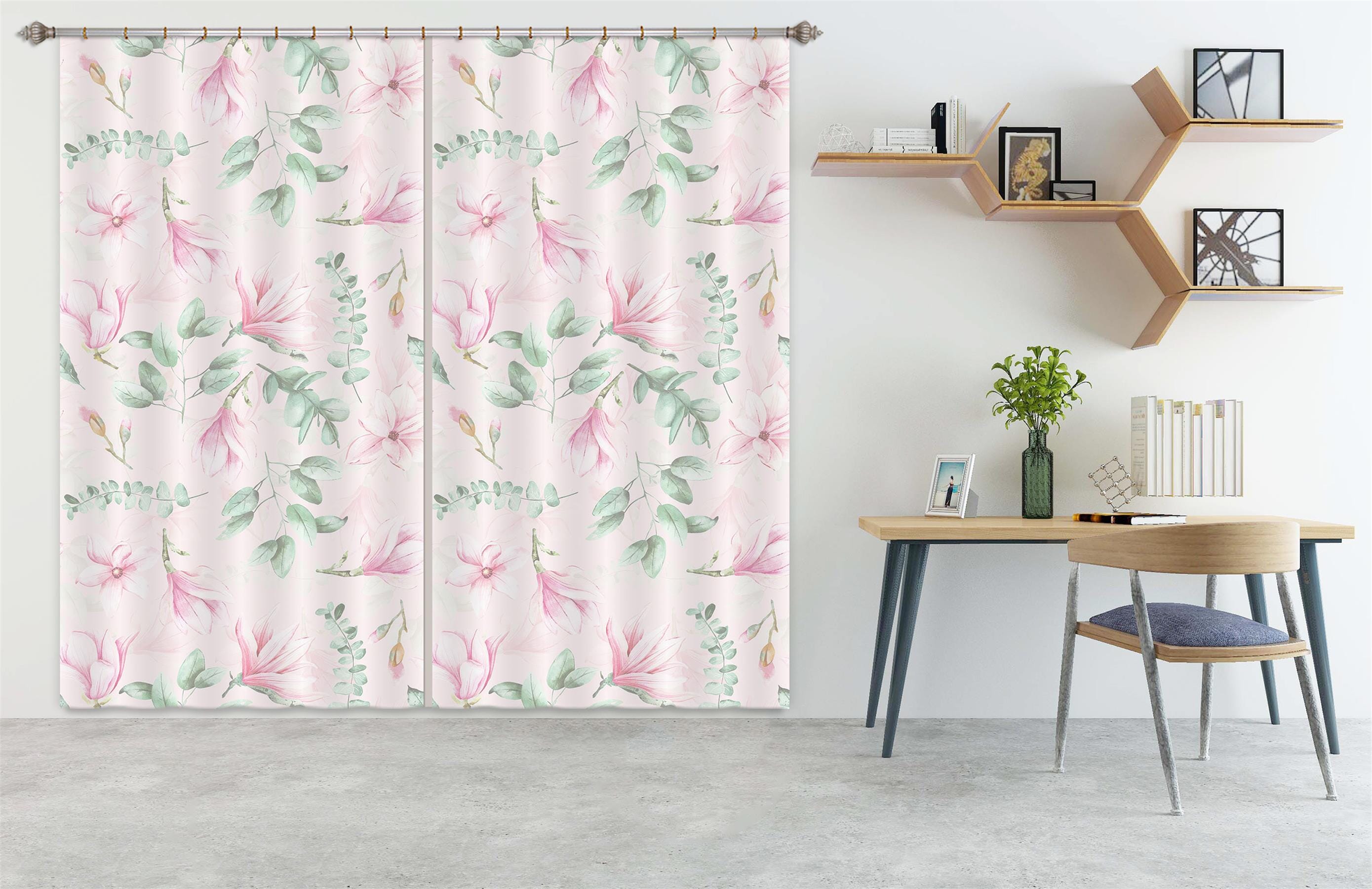 3D Pink Lily 215 Uta Naumann Curtain Curtains Drapes Curtains AJ Creativity Home