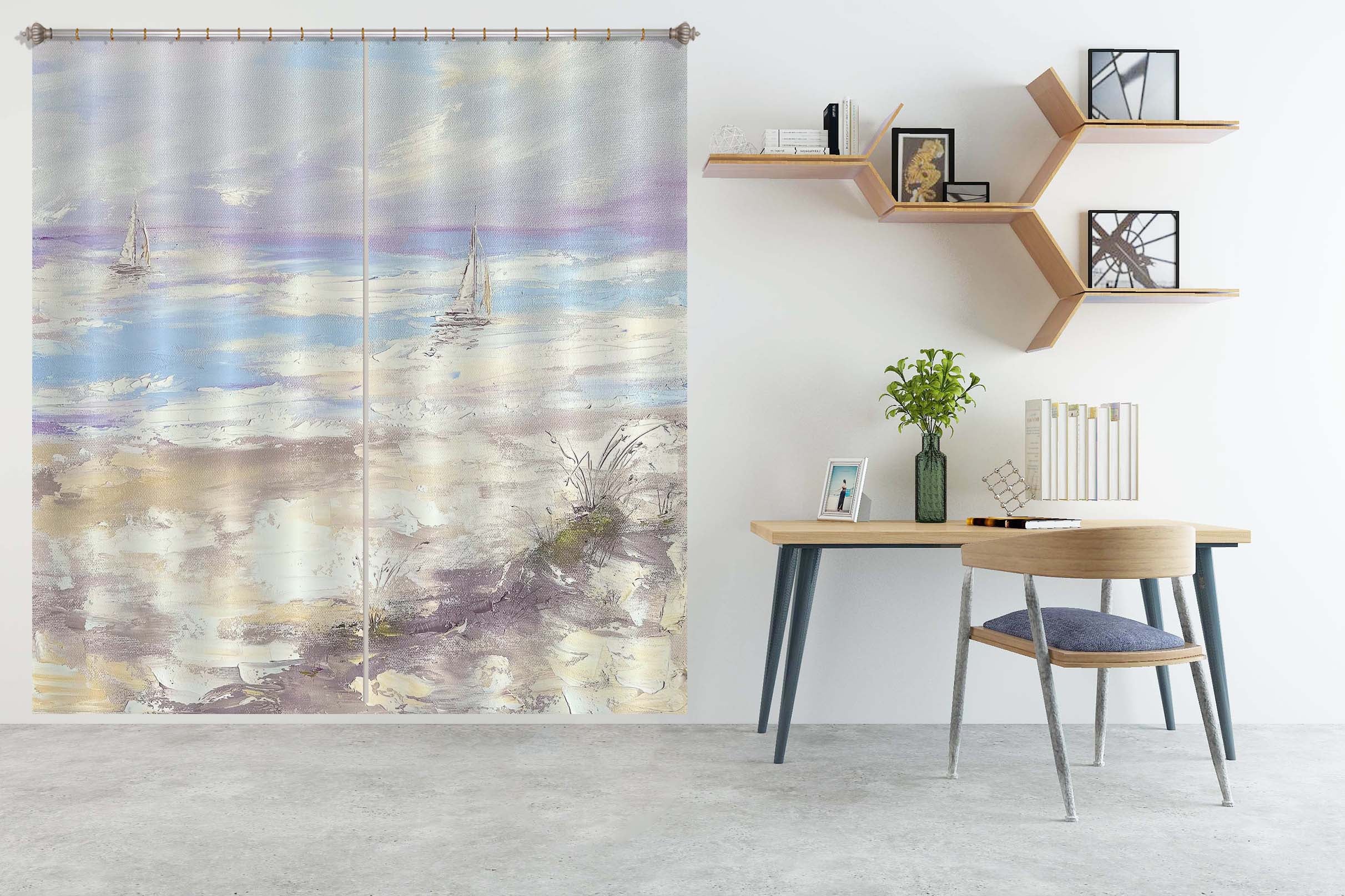 3D Hand Painted Waves 3005 Skromova Marina Curtain Curtains Drapes