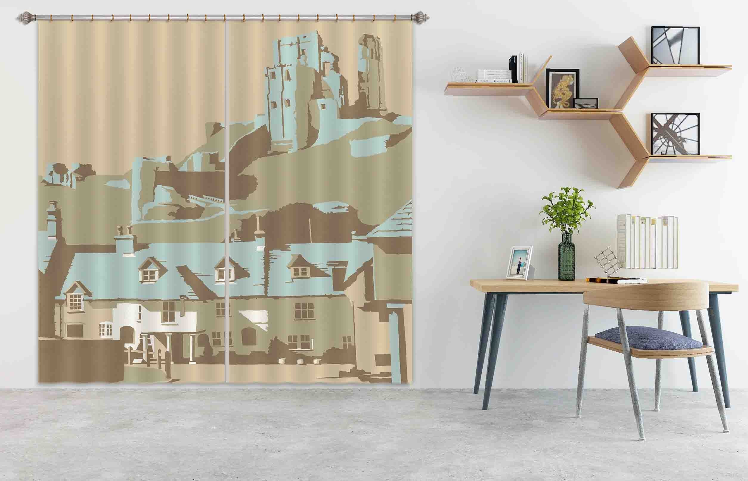 3D Corfe Castle 111 Steve Read Curtain Curtains Drapes Curtains AJ Creativity Home