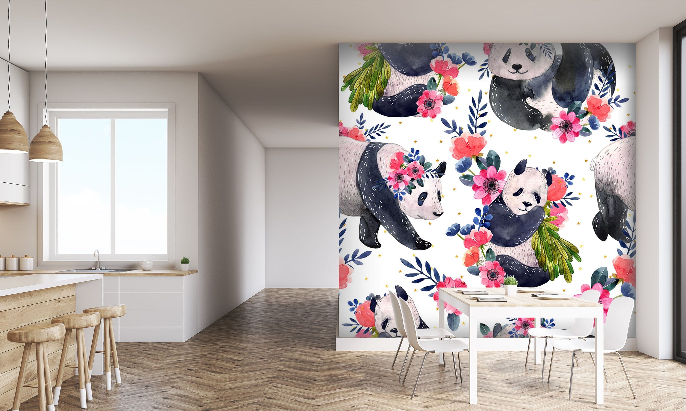3D Giant Panda Flower 254 Wall Murals Wallpaper AJ Wallpaper 2