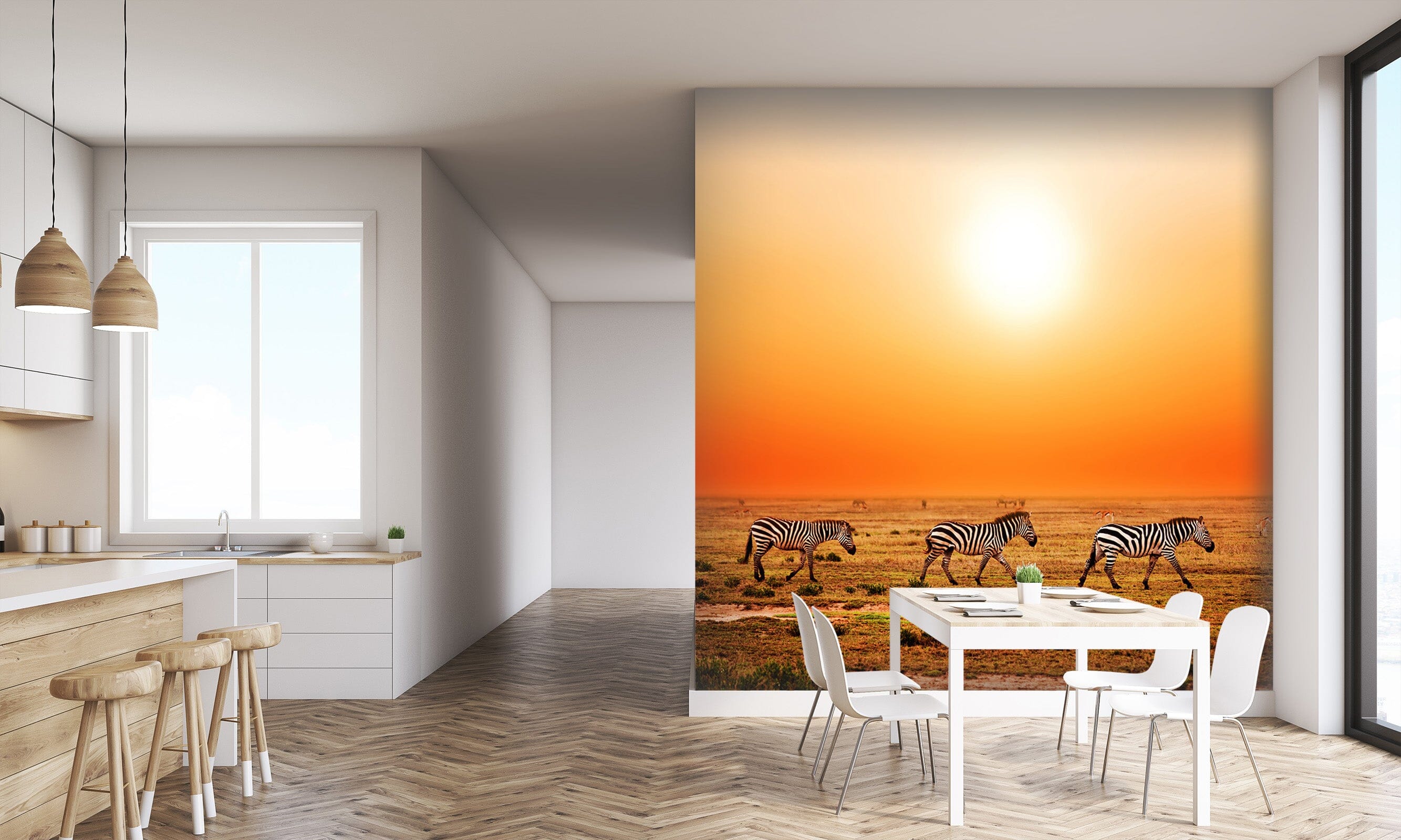 3D Sunset Zebra 246 Wall Murals Wallpaper AJ Wallpaper 2