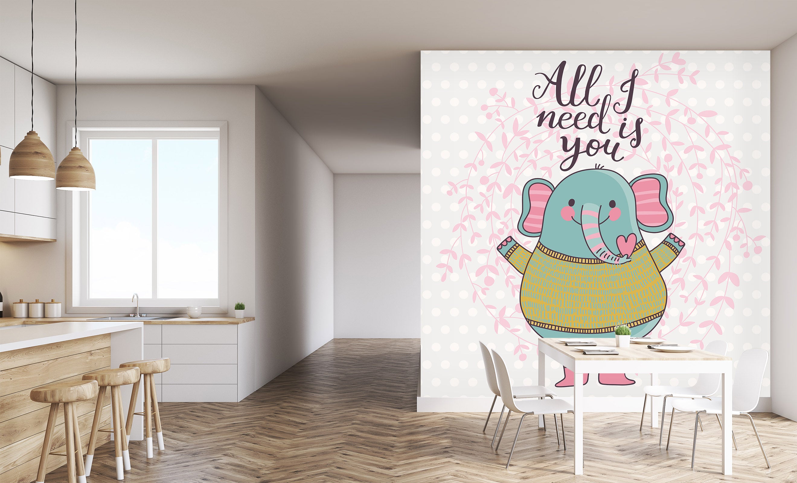 3D Blue Elephant 1008 Wall Murals