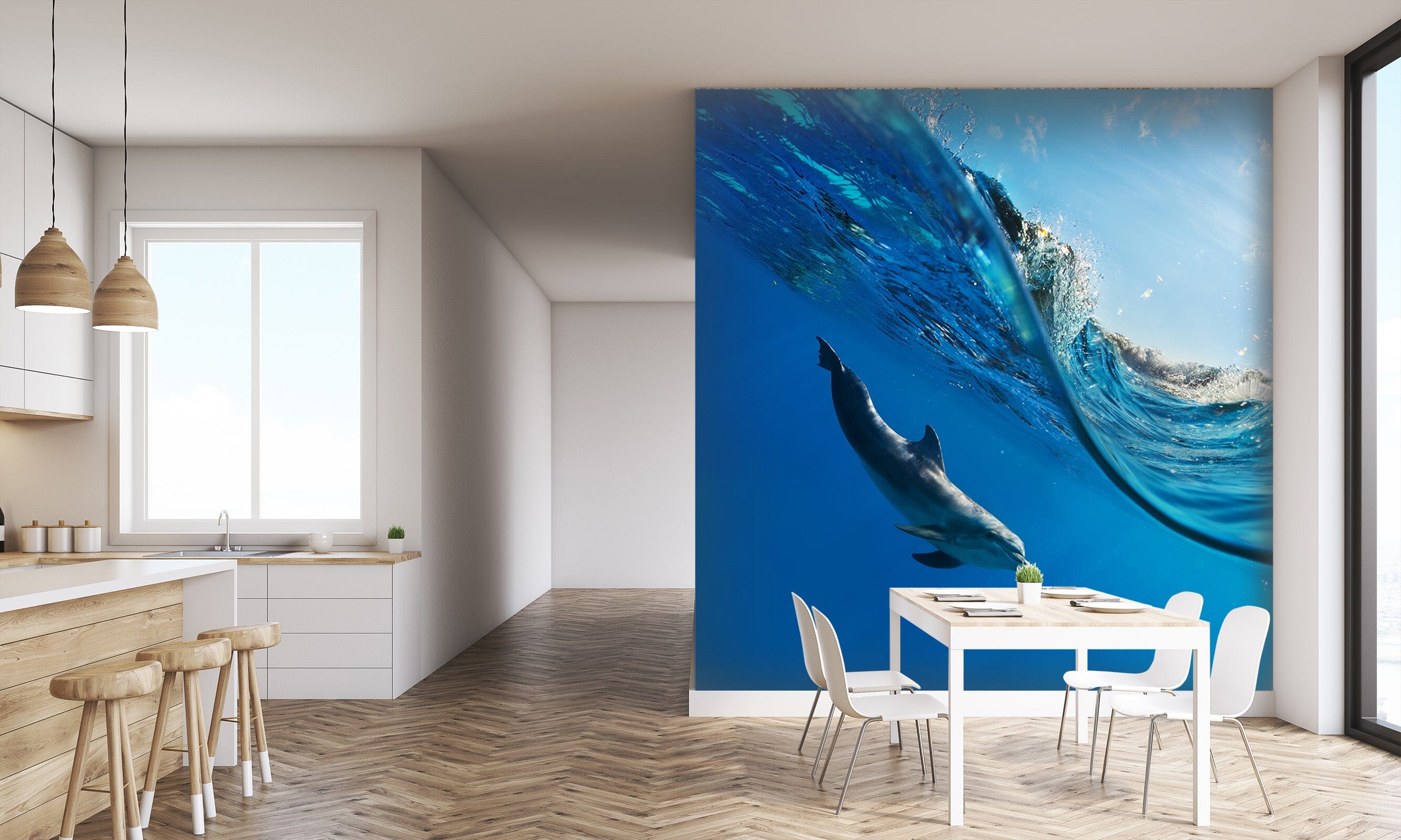 3D Dolphin Waves 120 Wall Murals Wallpaper AJ Wallpaper 2
