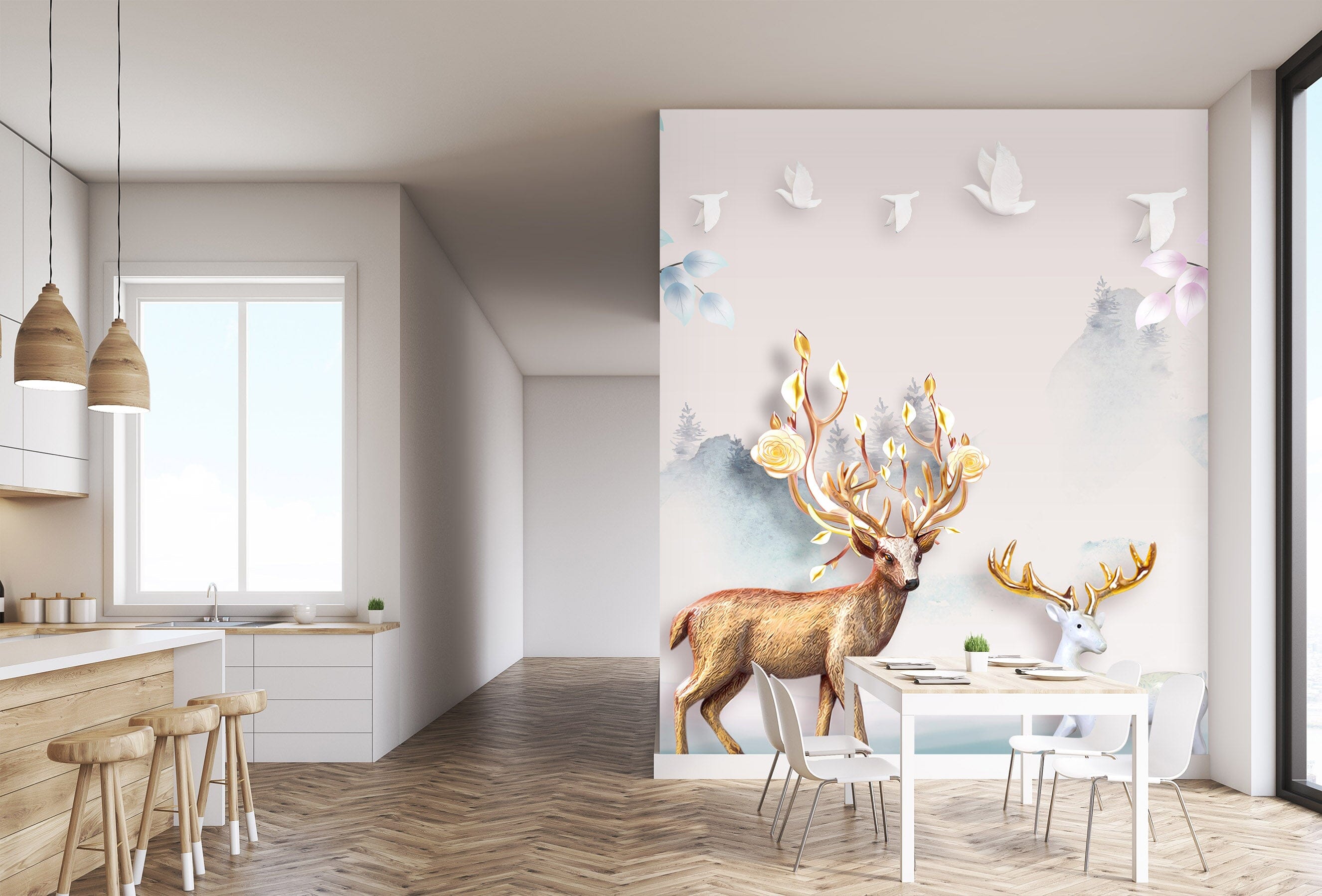 3D Fawn Flying Bird 1835 Wall Murals Wallpaper AJ Wallpaper 2