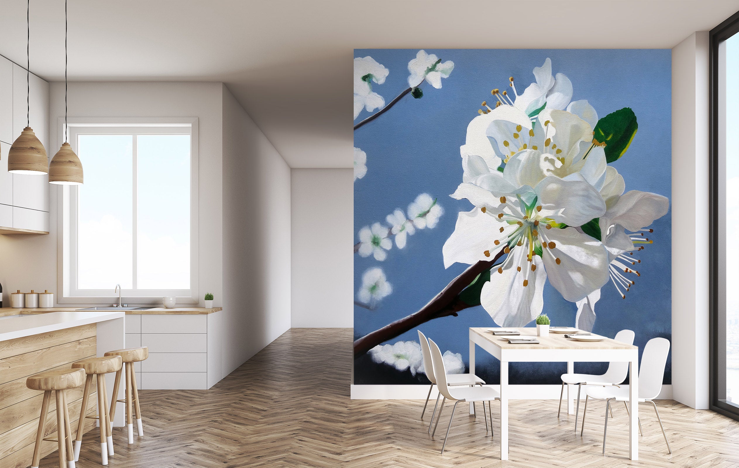 3D White Flower 11110 Matthew Holden Bates Wall Mural Wall Murals