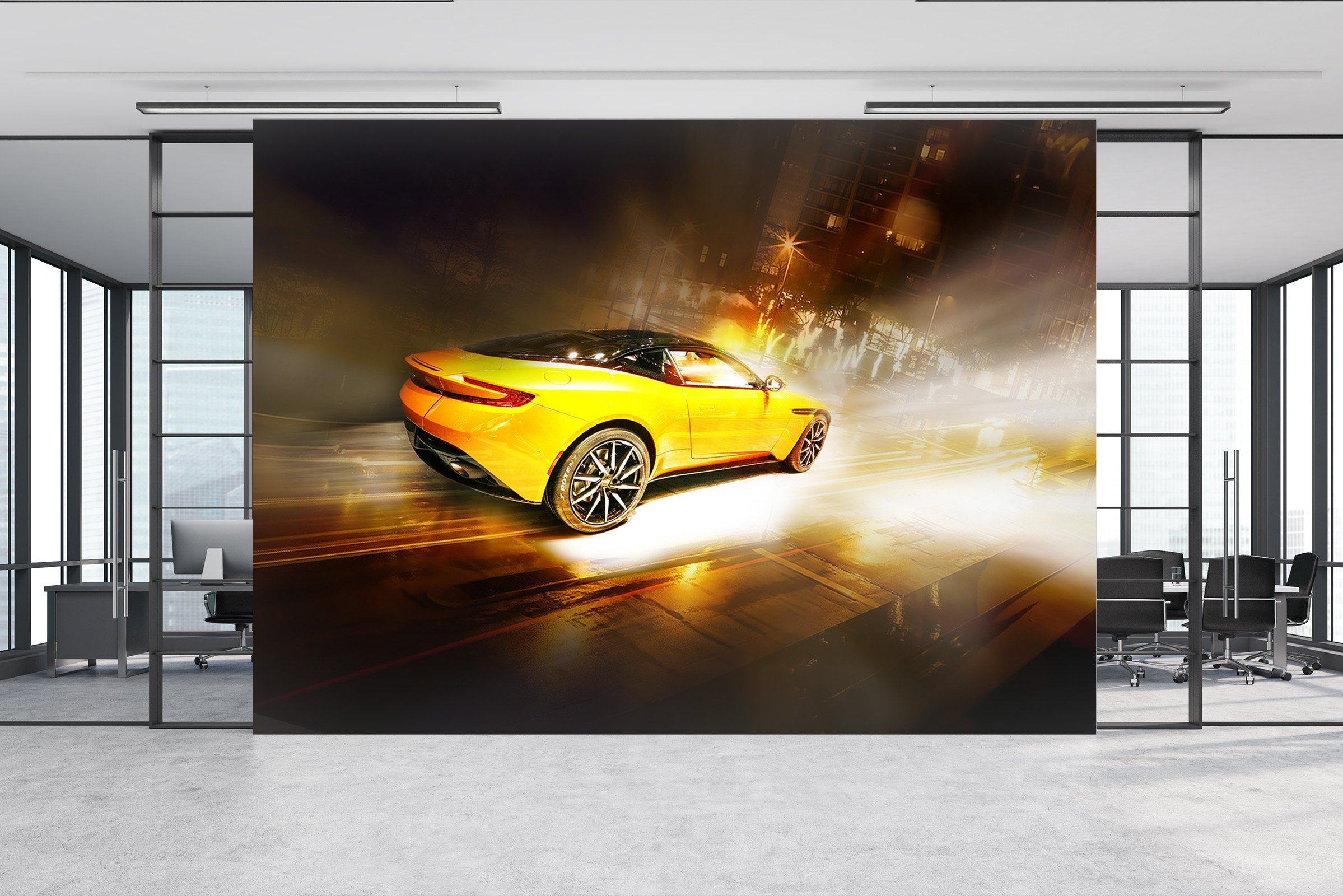 3D Yellow Car 938 Vehicle Wall Murals Wallpaper AJ Wallpaper 2