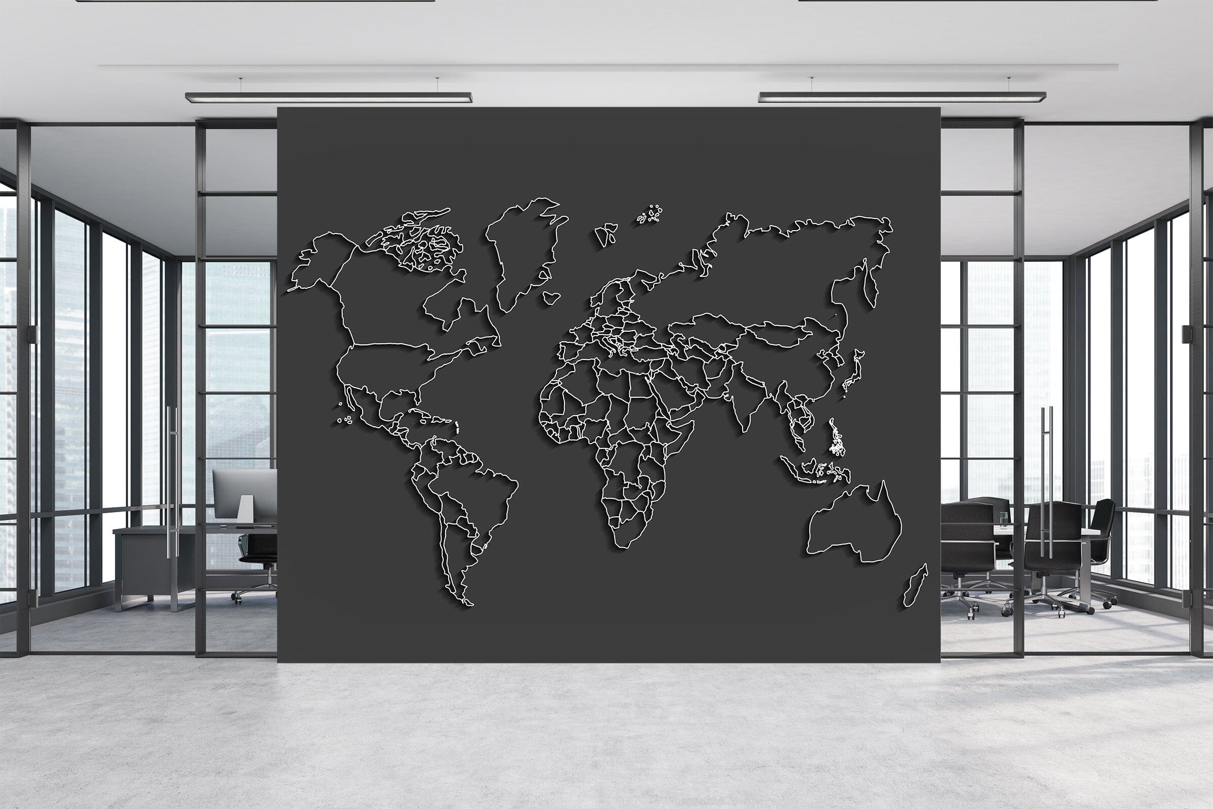 3D Black Lines 2002 World Map Wall Murals Wallpaper AJ Wallpaper 2