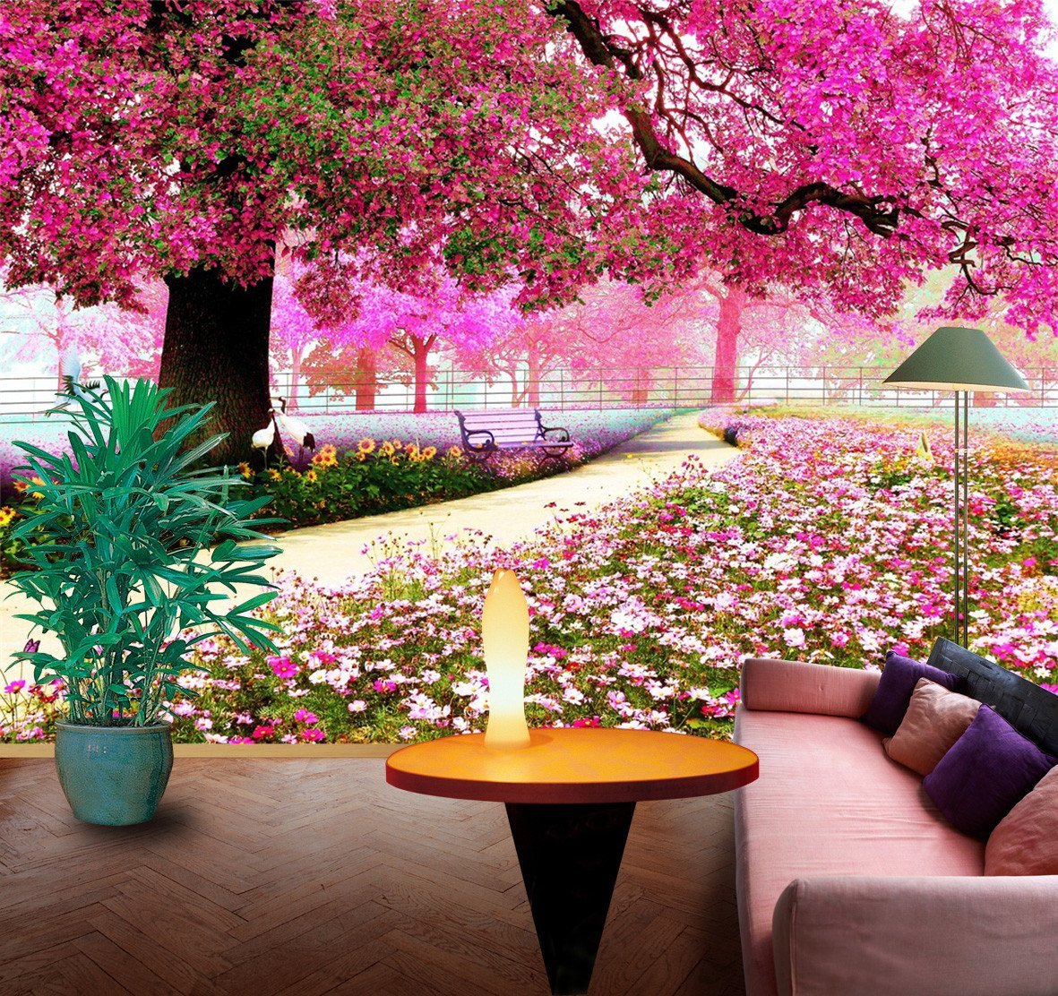 3D Pink Cherry Flower Garden 55 Wallpaper AJ Wallpaper