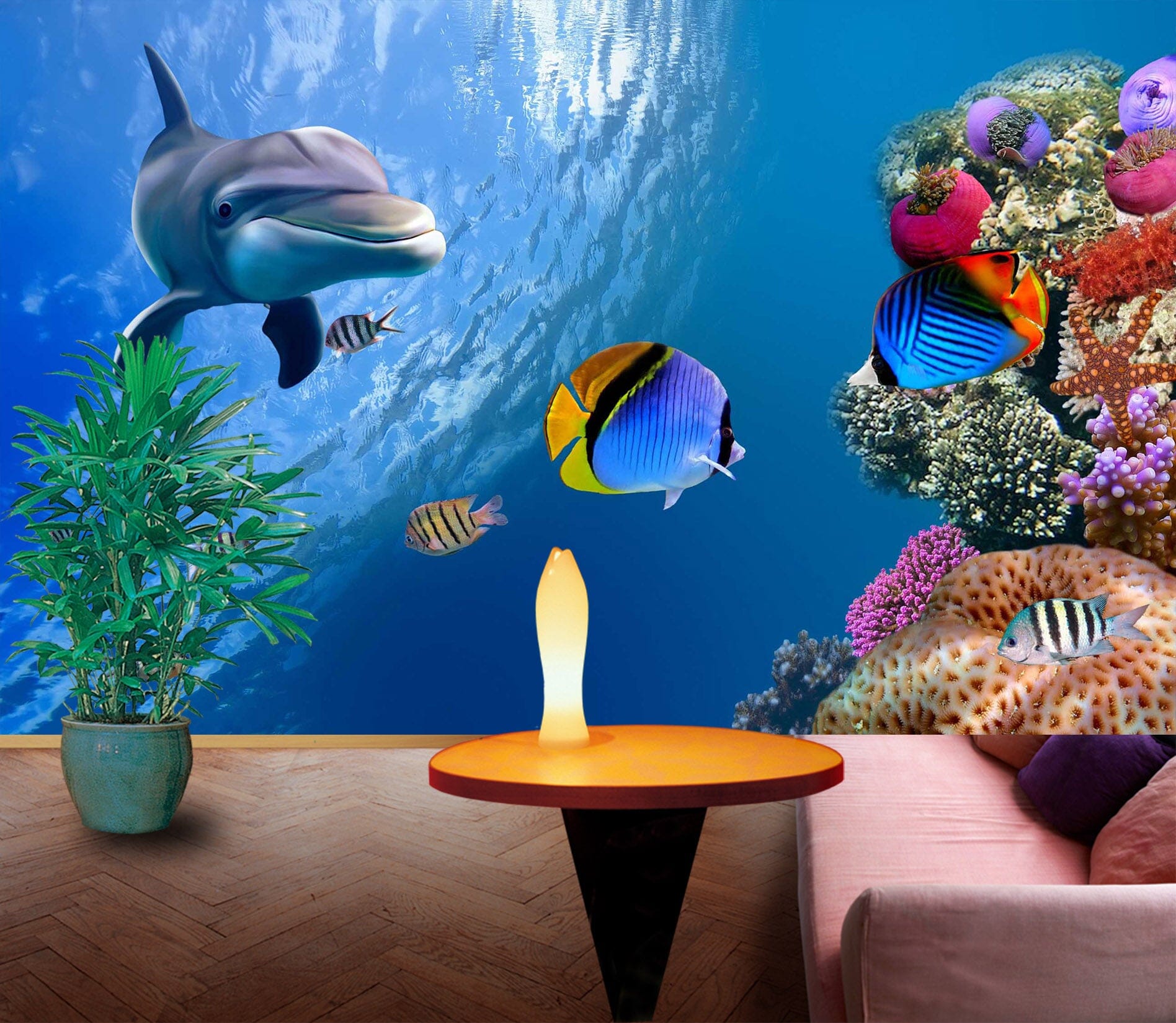 3D Cute Dolphin 1003 Wall Murals Wallpaper AJ Wallpaper 2