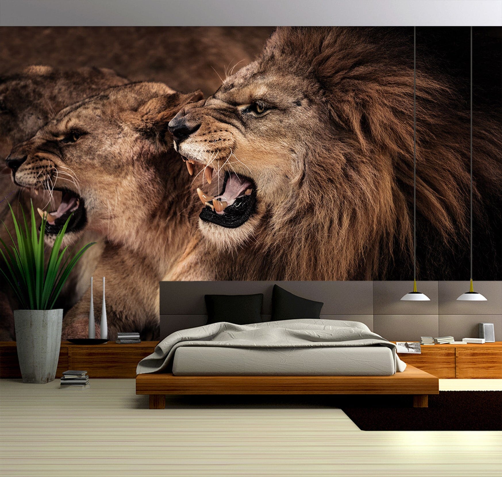 3D Lion Fierce 311 Wall Murals Wallpaper AJ Wallpaper 2
