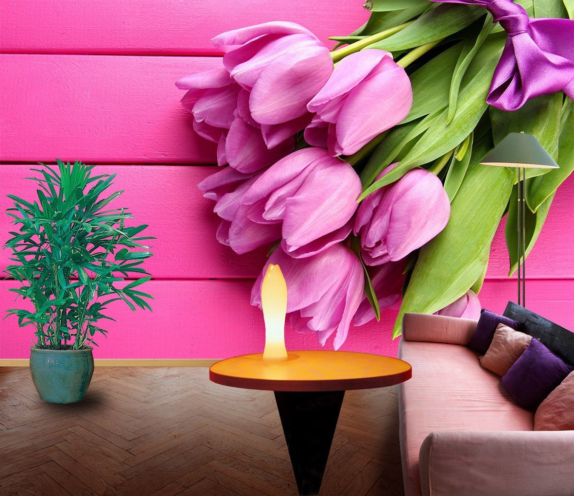 3D Purple Tulips 046 Wallpaper AJ Wallpaper
