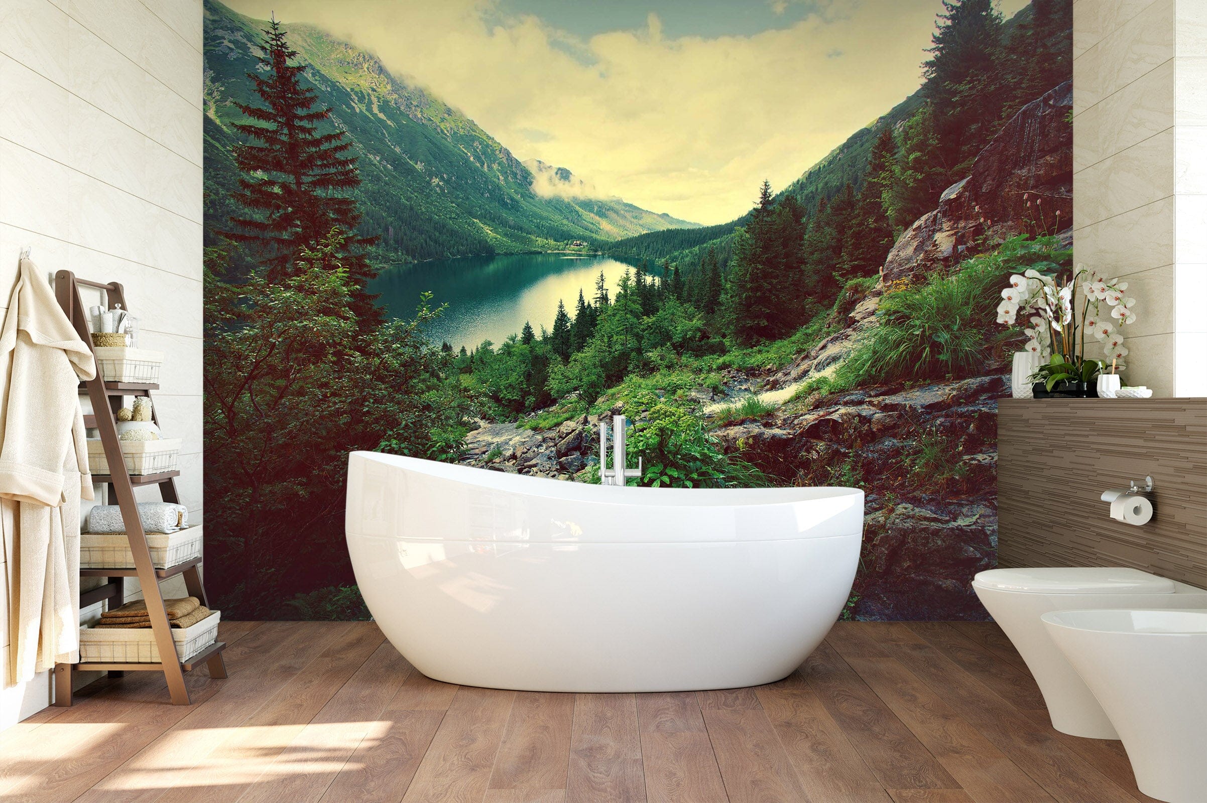 3D Mountain Forest Lake 123 Wall Murals Wallpaper AJ Wallpaper 2