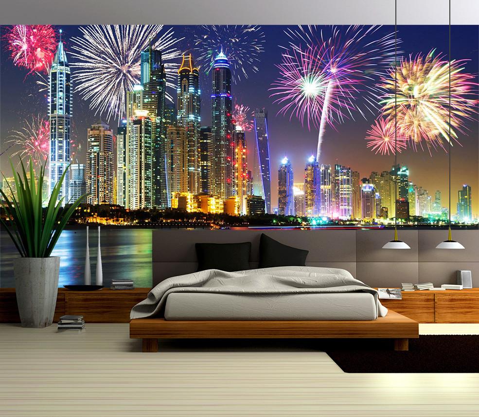 3D Fire Work City Wallpaper AJ Wallpaper