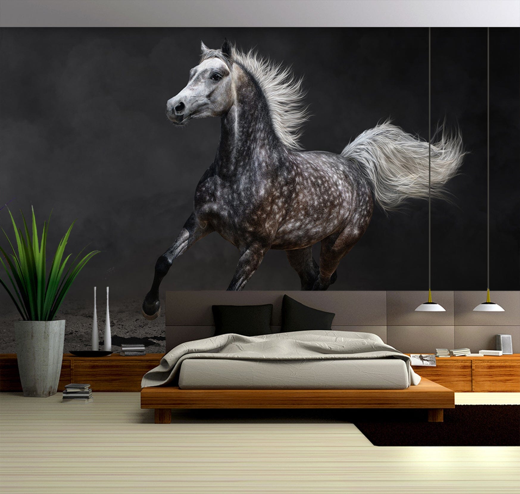 3D Running Black Horse 302 Wall Murals Wallpaper AJ Wallpaper 2