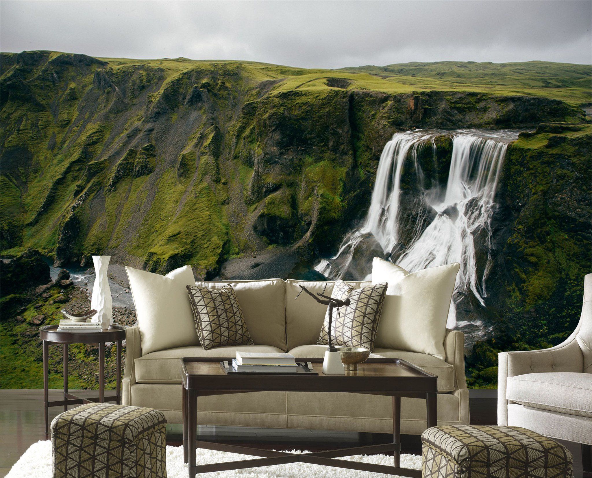 3D Plant Hill Waterfall 273 Wallpaper AJ Wallpaper