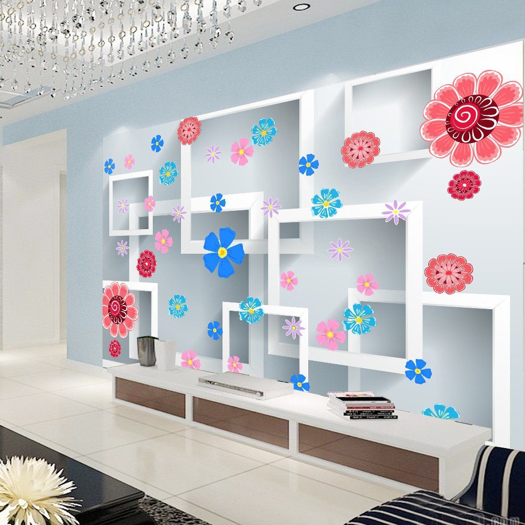 3D Red Blue Jasmine 877 Wallpaper AJ Wallpaper