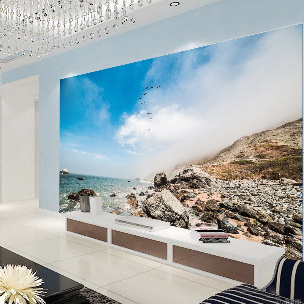 3D Ocean Stone Beach 744 Wallpaper AJ Wallpaper