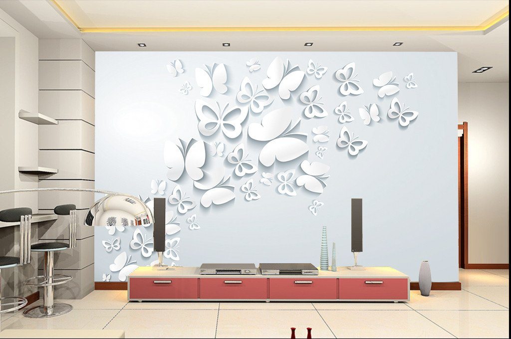 3D White Butterfly Flower 121 Wallpaper AJ Wallpaper