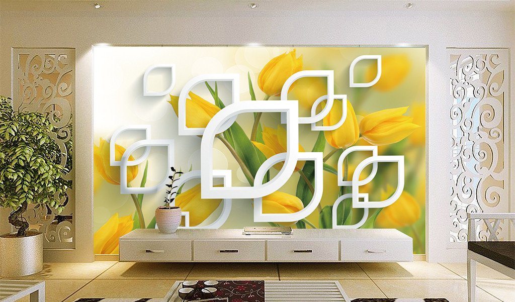 3D Yellow Tulips 989 Wallpaper AJ Wallpaper