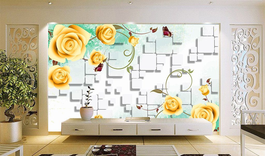 3D Orange Flower Butterfly 87 Wallpaper AJ Wallpaper