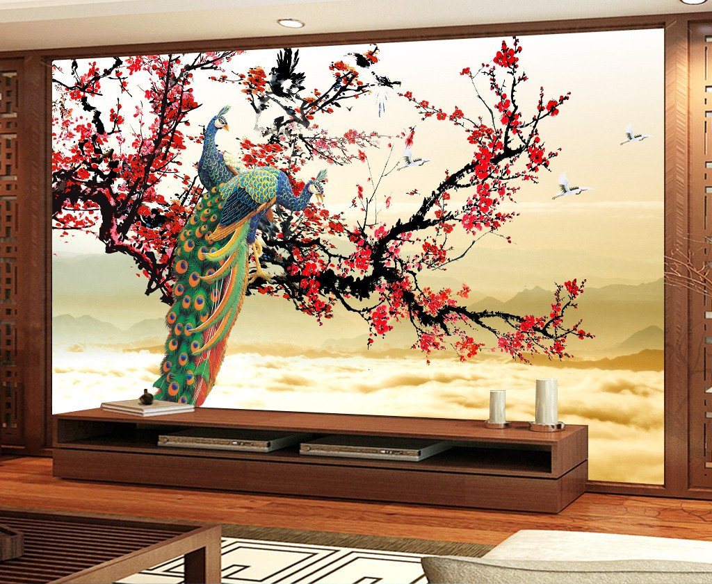 3D Peacock Tree Flower 92 Wallpaper AJ Wallpaper 2