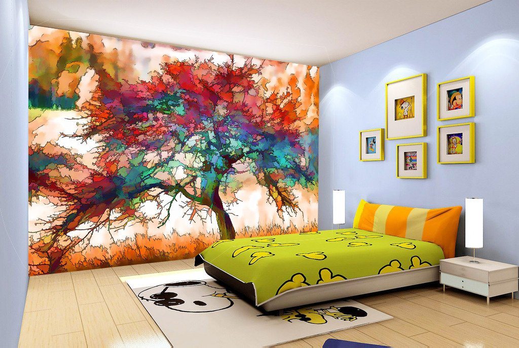 3D Painting Tree Flower 232 Wallpaper AJ Wallpaper