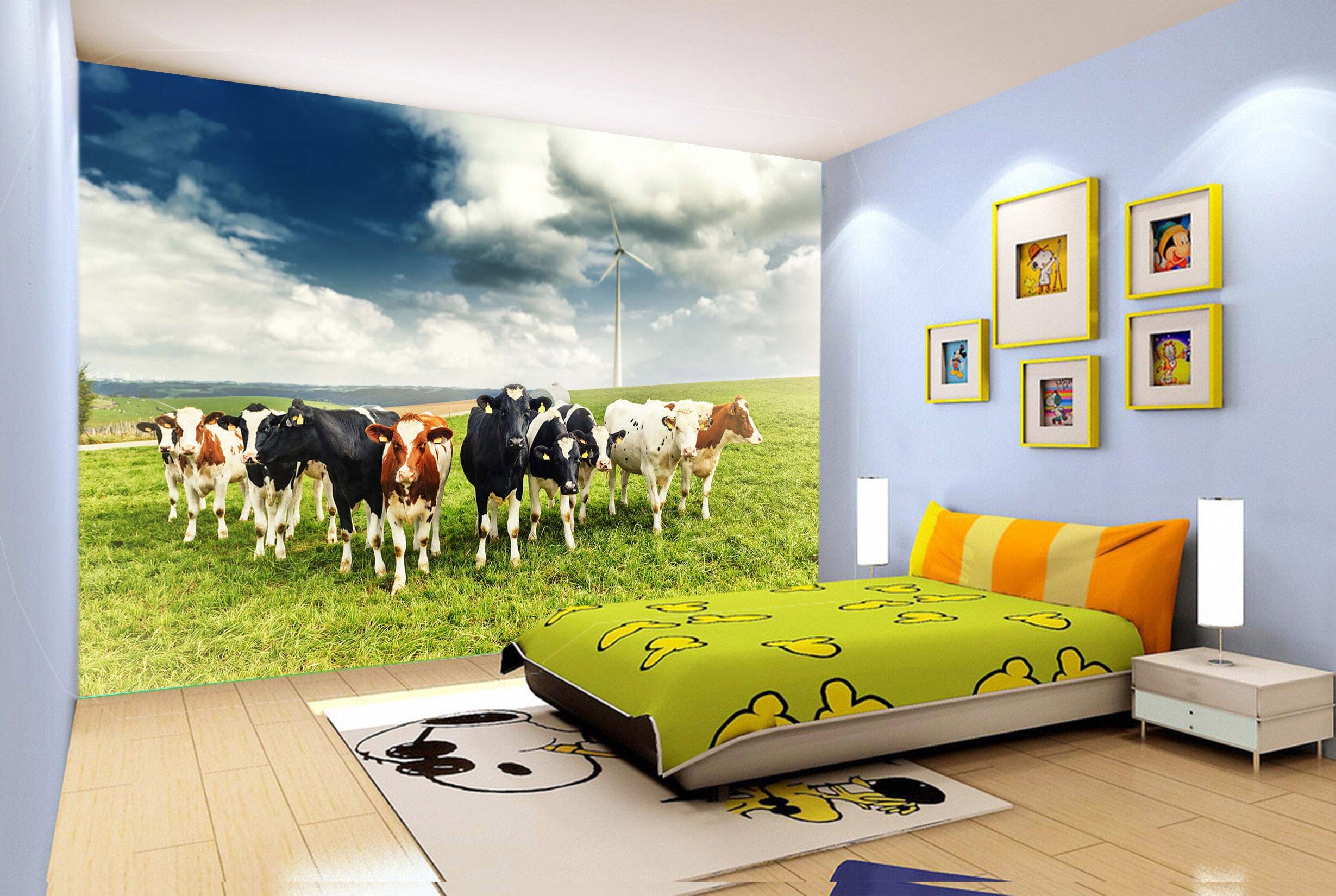 3D Windmill Cow 297 Wall Murals Wallpaper AJ Wallpaper 2