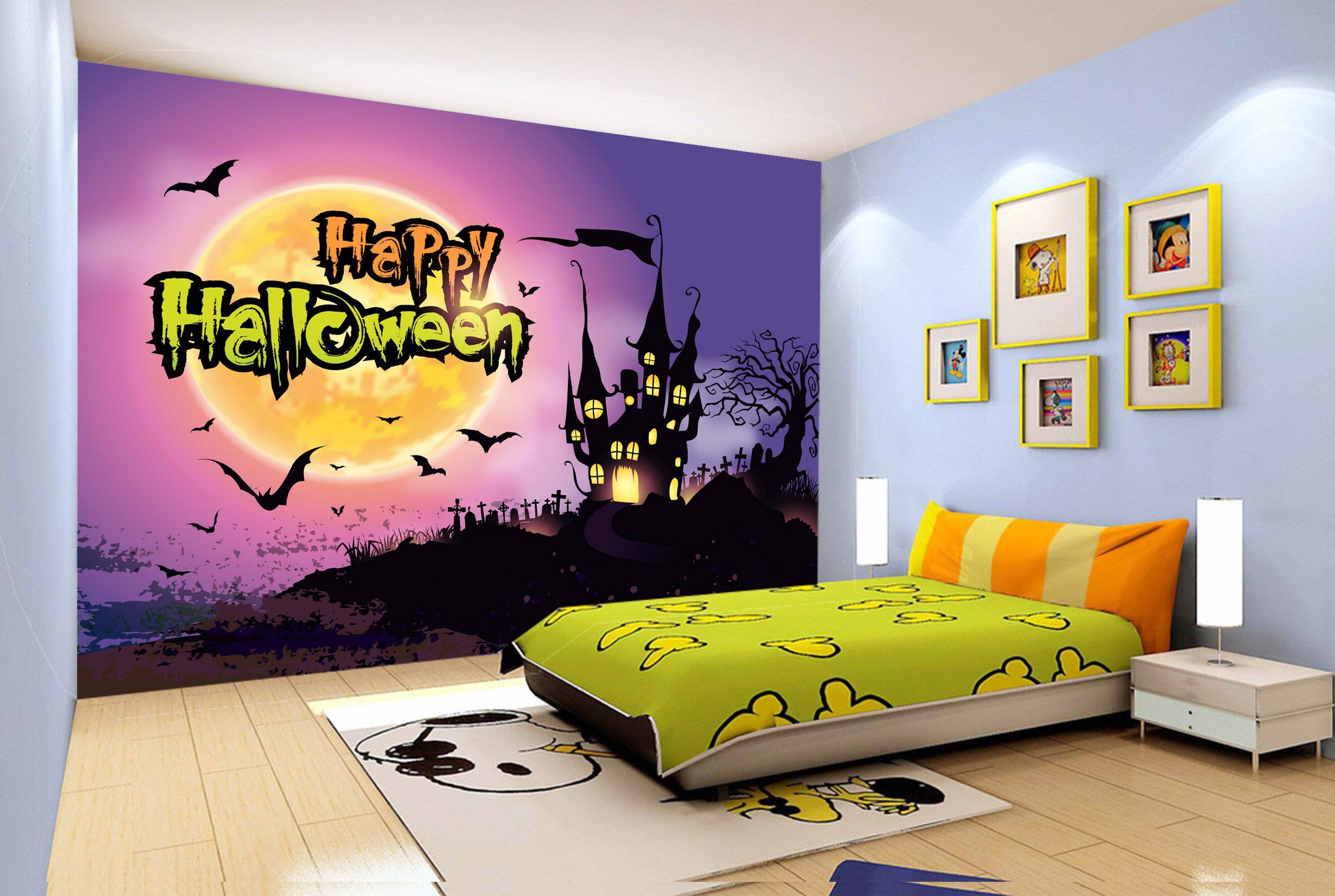 3D Bat Castle 1002 Halloween Wall Murals Wallpaper AJ Wallpaper 2