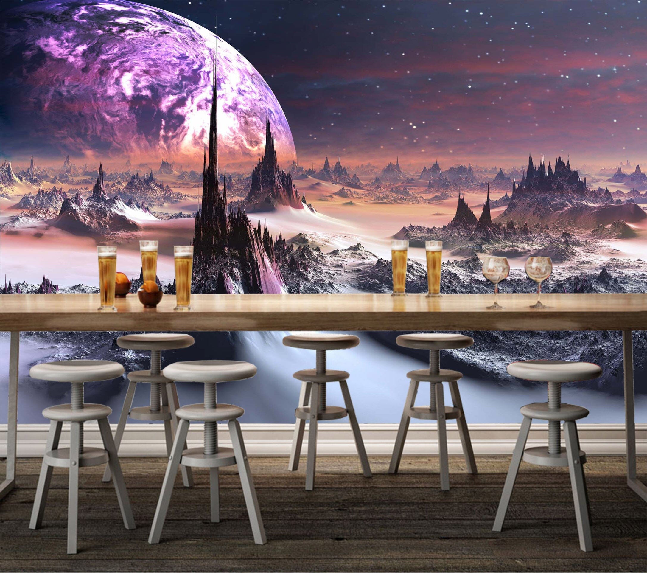 3D Purple Moon 1032 Wall Murals Wallpaper AJ Wallpaper 2
