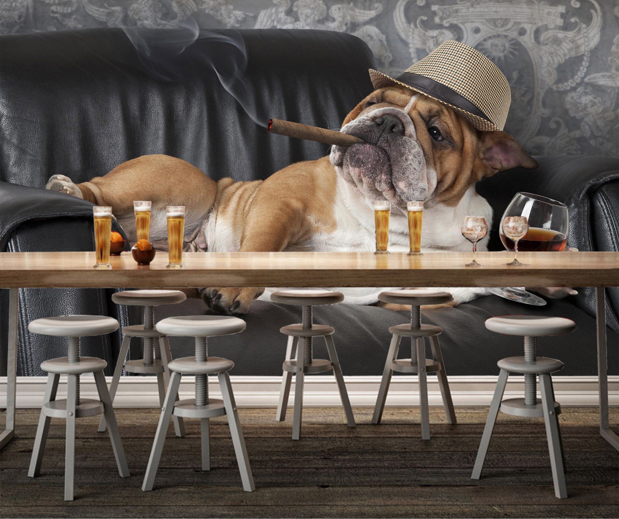 3D Smoking Dog 1055 Wall Murals Wallpaper AJ Wallpaper 2