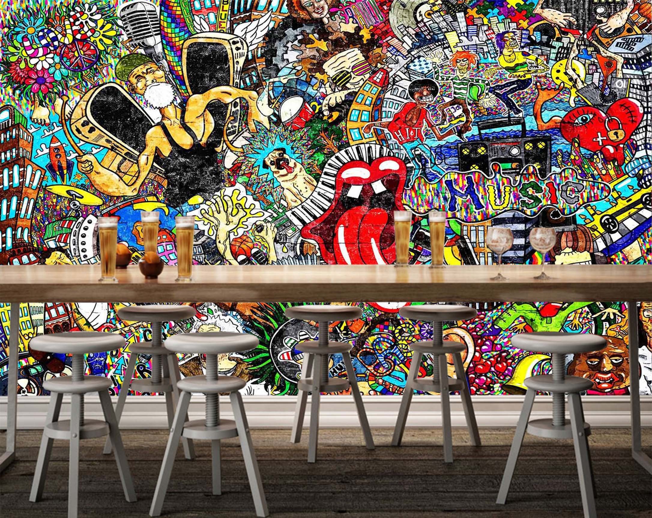 3D Wall Painting Exaggerated Red Lips 672 Wallpaper AJ Wallpaper 2