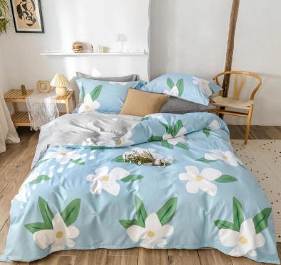 3D Light Blue Bottom Big Flower 13180 Bed Pillowcases Quilt