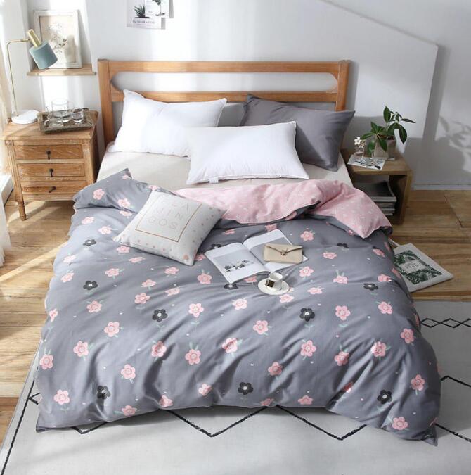 3D Pink Flowers On Gray 4165 Bed Pillowcases Quilt