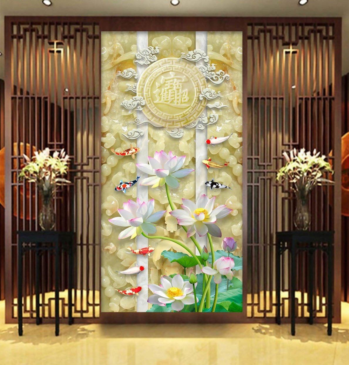 3D Lotus Garden Card 397 Wallpaper AJ Wallpaper