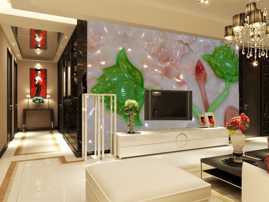 3D Jade Flower Stone Wallpaper AJ Wallpaper 1