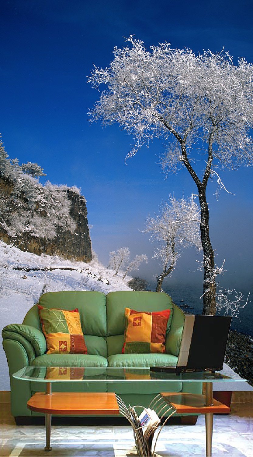 Snowcapped Slope Trees Wallpaper AJ Wallpaper