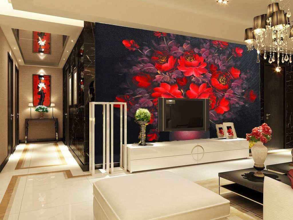 Red Blossoms Vase Wallpaper AJ Wallpaper