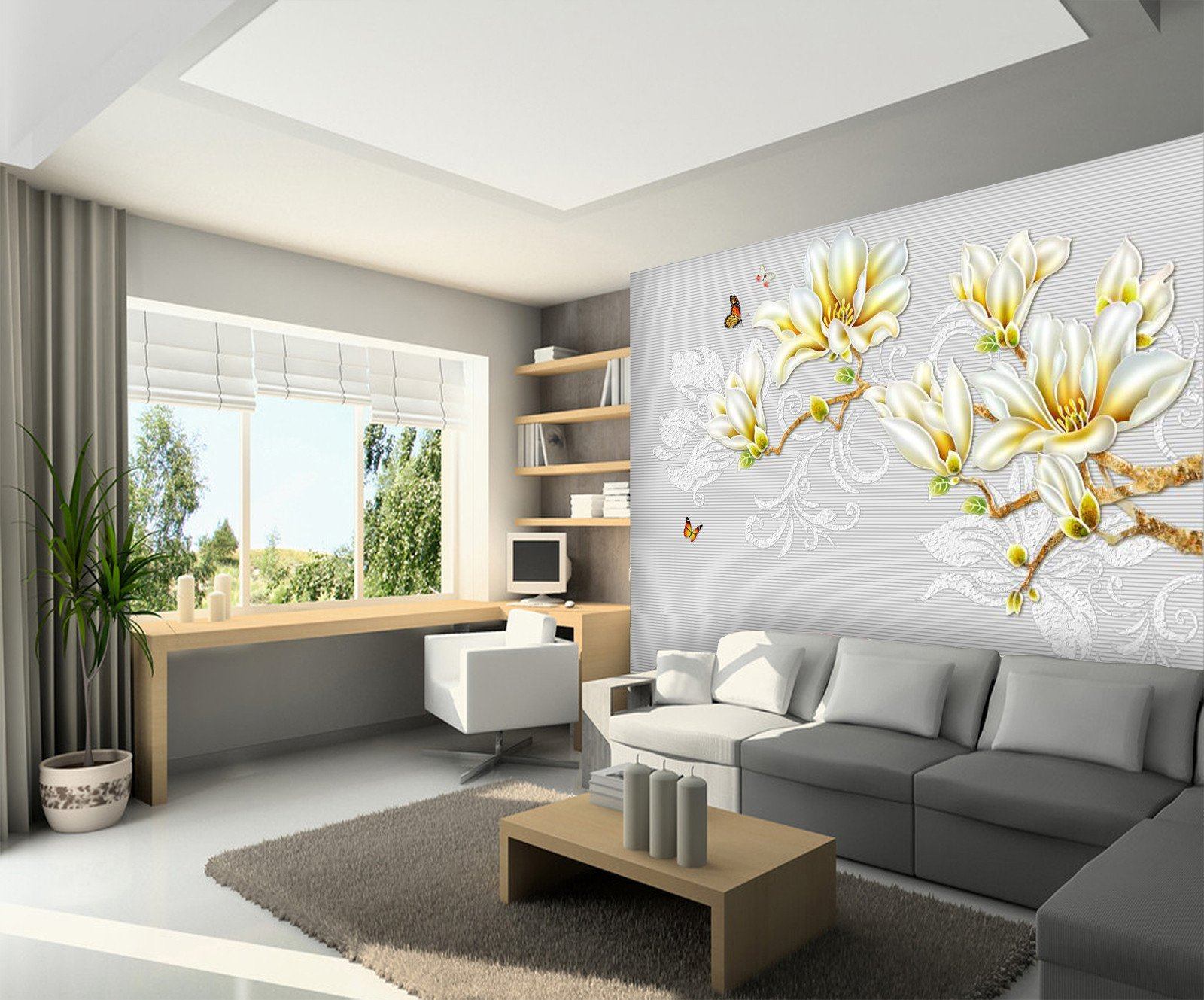 White Blossoming Lily 876 Wallpaper AJ Wallpaper 1