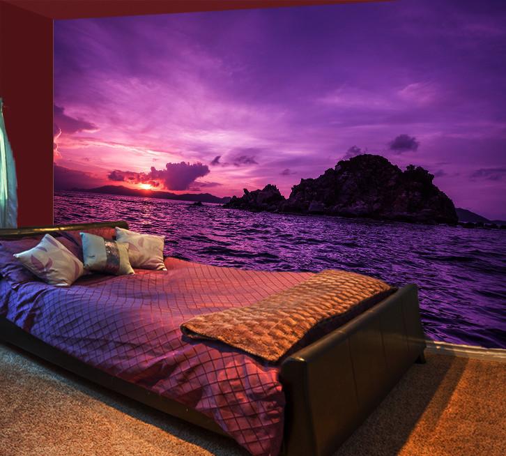 3D Purple Sky Ocean 06 Wallpaper AJ Wallpaper