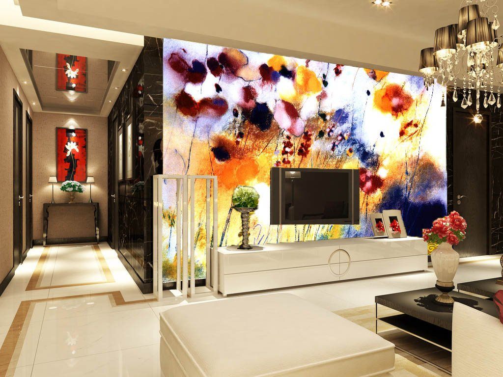 Colorful Flowers Painting Wallpaper AJ Wallpaper 2