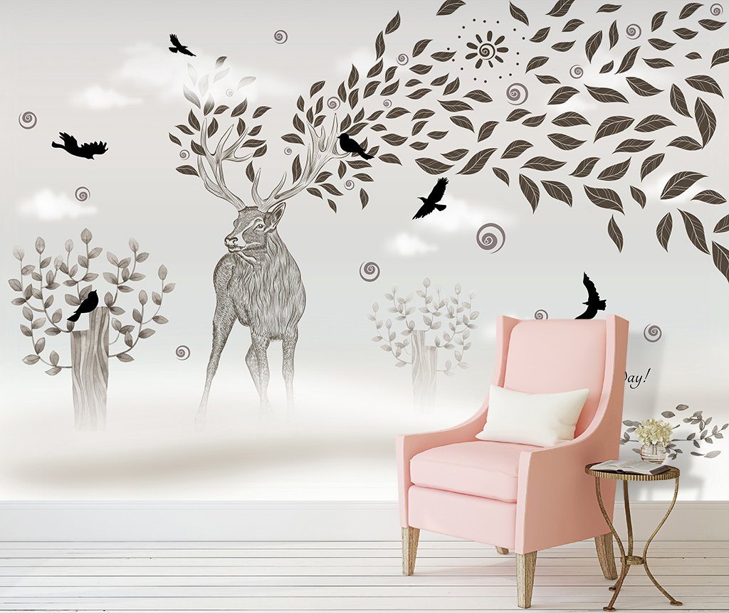 3D Cute Elk 207 Wall Murals Wallpaper AJ Wallpaper 2