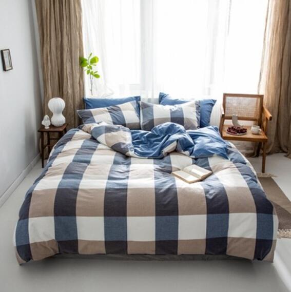 3D Blue Brown Big Grid 15059 Bed Pillowcases Quilt