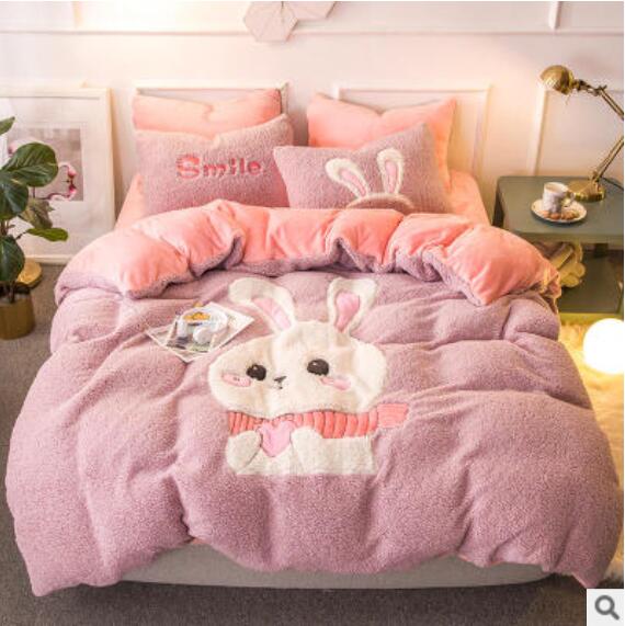 3D Pink Rabbit 40053 Bed Pillowcases Quilt