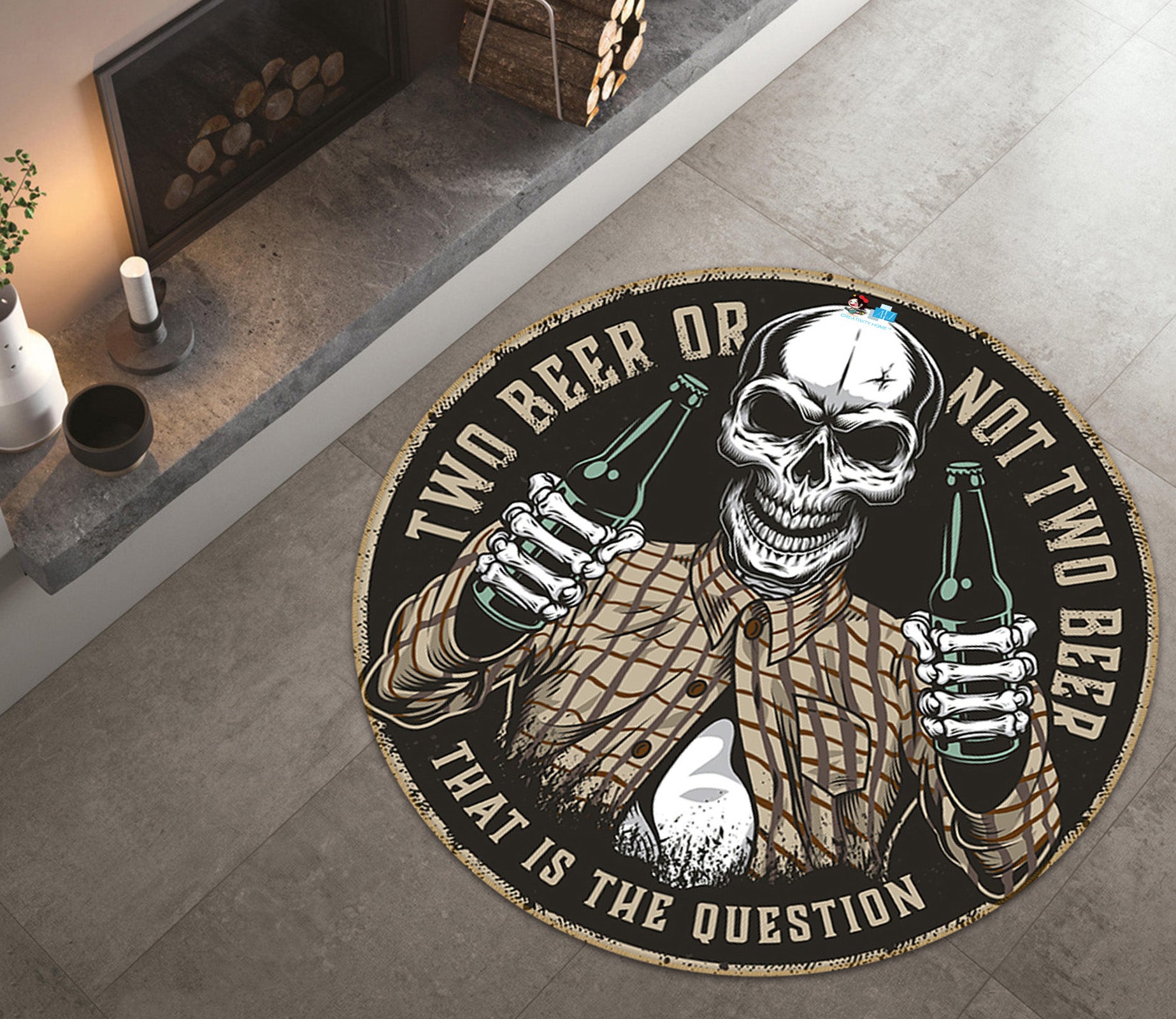 3D Skeleton 74271 Round Non Slip Rug Mat