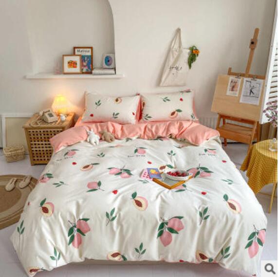 3D Pink Peaches 16100 Bed Pillowcases Quilt