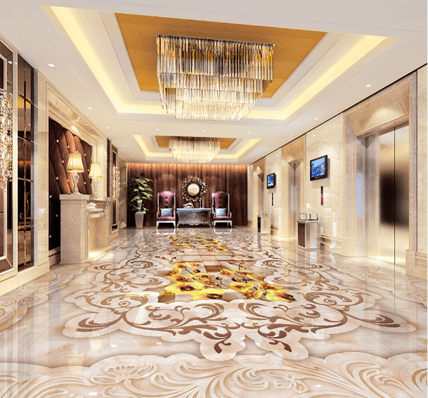 3D Yellow Flowers Floor Mural Wallpaper AJ Wallpaper 2