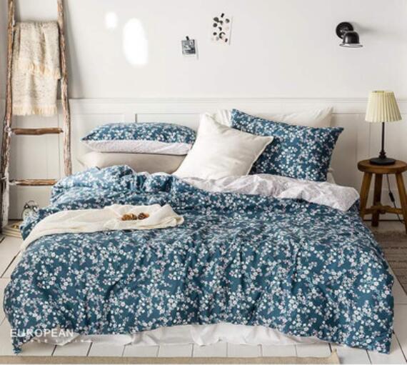 3D Blue Floral 16030 Bed Pillowcases Quilt